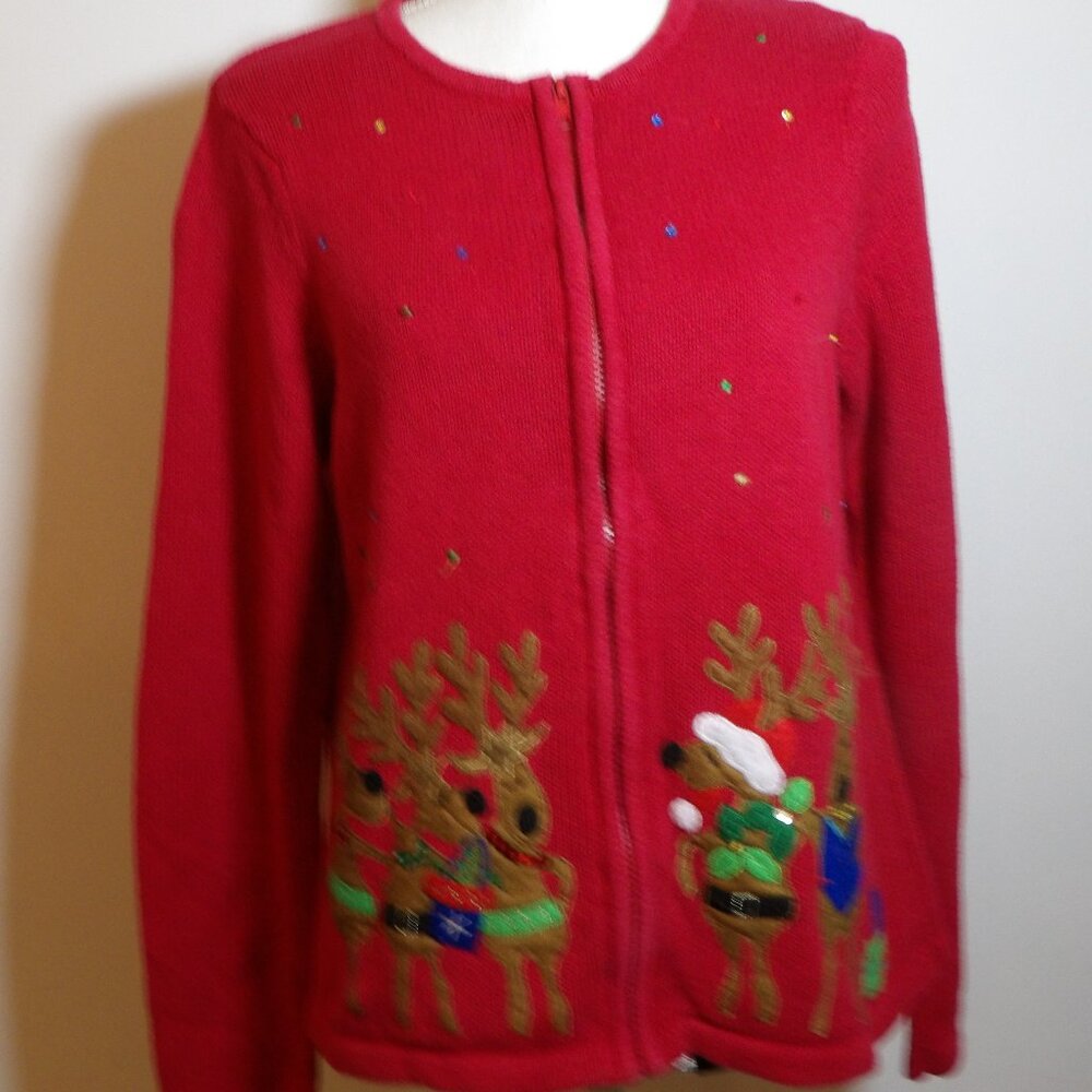 Vintage Tiara Christmas Sweater Reindeer